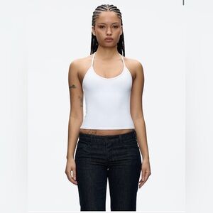 White Halter Crop Camisole Top - Women's